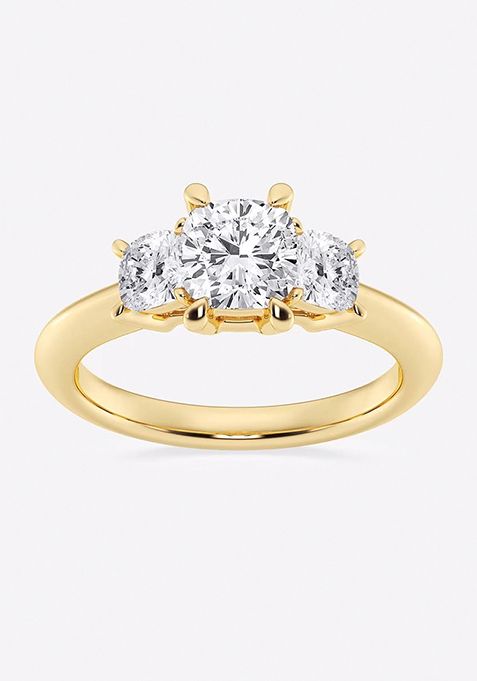 2 ctw Cushion Lab Grown Diamond Three-Stone Ring