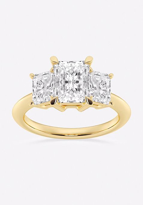 3 ctw Radiant Lab Grown Diamond Three-Stone Ring