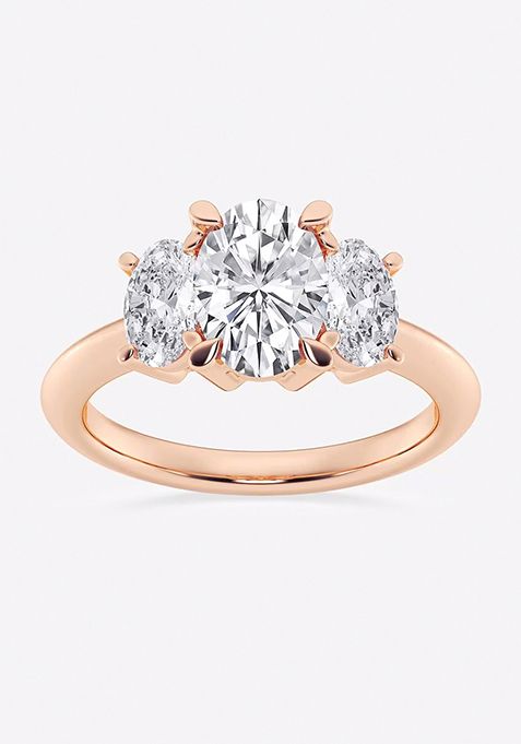 3 ctw Oval Lab Grown Diamond Three-Stone Ring