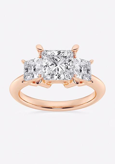 3 ctw Princess Lab Grown Diamond Three-Stone Ring