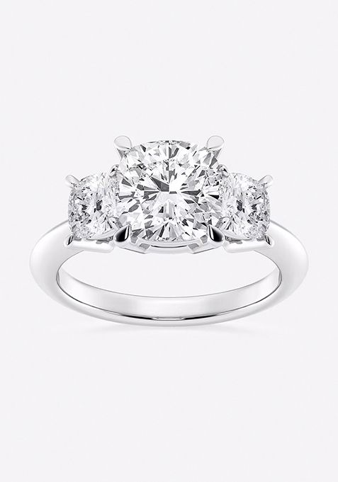 4 ctw Cushion Lab Grown Diamond Three-Stone Ring