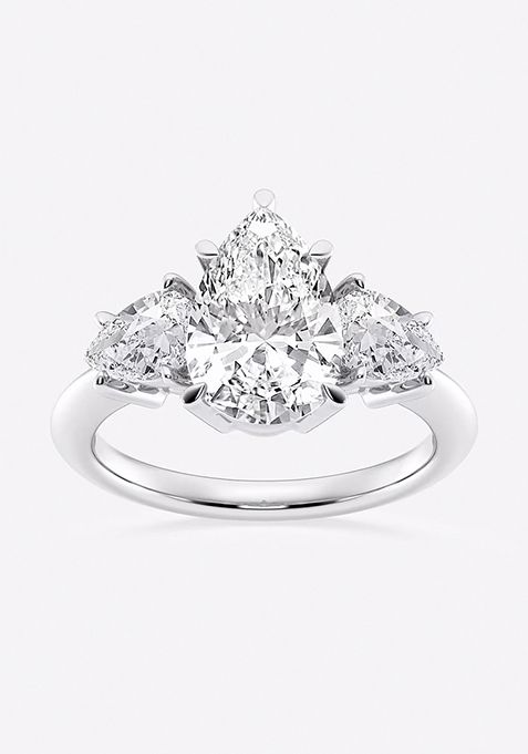 4ctw Pear Lab Grown Diamond Three-Stone Ring