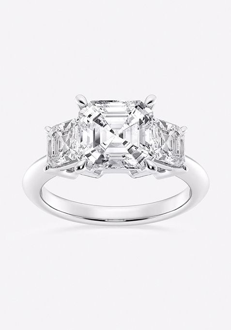 4 ctw Asscher Lab Grown Diamond Three-Stone Ring