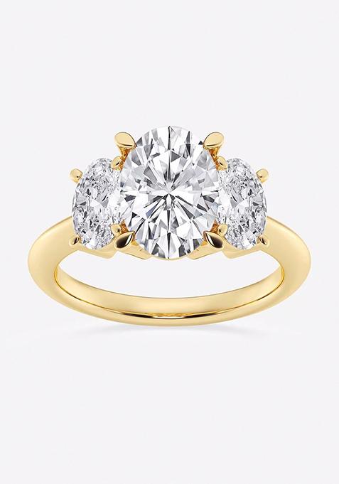 4 ctw Oval Lab Grown Diamond Three-Stone Ring