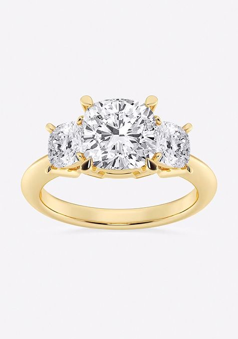 4 ctw Cushion Lab Grown Diamond Three-Stone Ring