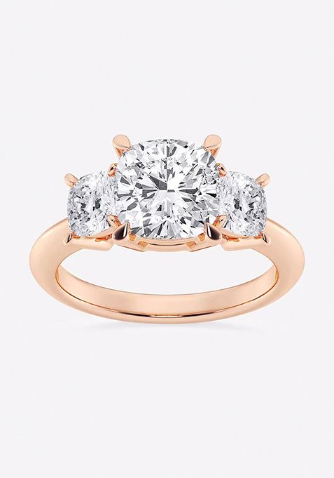 4 ctw Cushion Lab Grown Diamond Three-Stone Ring