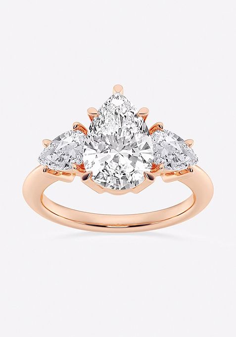 4ctw Pear Lab Grown Diamond Three-Stone Ring