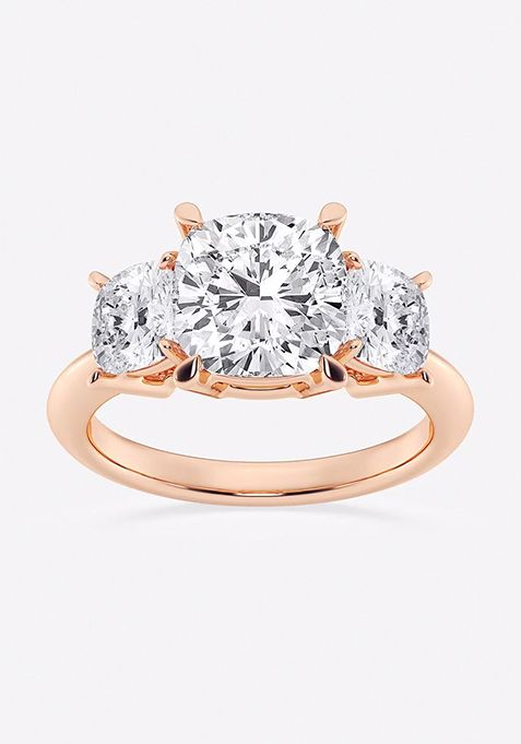 5 ctw Cushion Lab Grown Diamond Three-Stone Ring