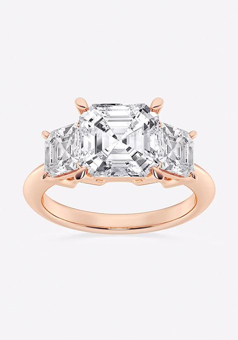 5 ctw Asscher Lab Grown Diamond Three-Stone Ring