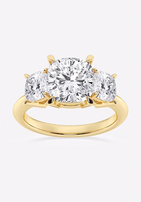 6 ctw Cushion Lab Grown Diamond Three-Stone Ring