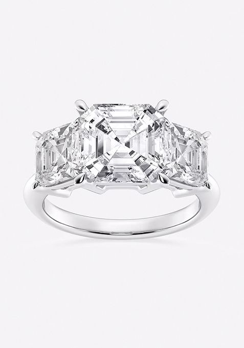 7 ctw Asscher Lab Grown Diamond Three-Stone Ring