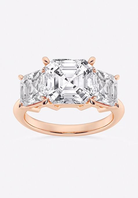 7 ctw Asscher Lab Grown Diamond Three-Stone Ring