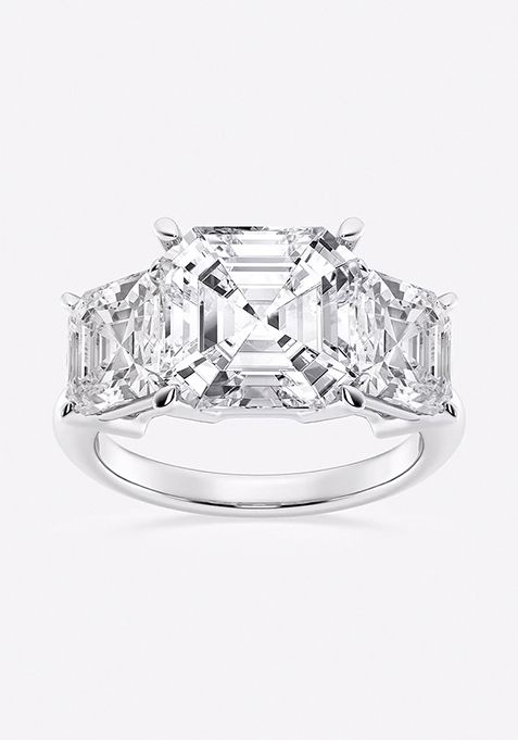 9 ctw Asscher Lab Grown Diamond Three-Stone Ring