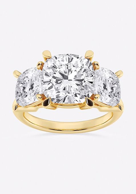 9 ctw Cushion Lab Grown Diamond Three-Stone Ring