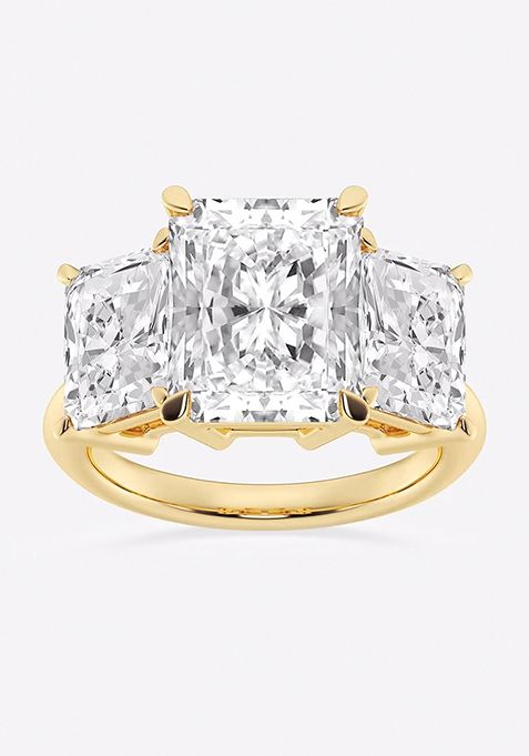 9 ctw Radiant Lab Grown Diamond Three-Stone Ring