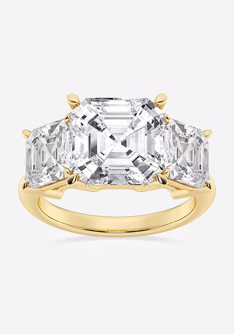 9 ctw Asscher Lab Grown Diamond Three-Stone Ring