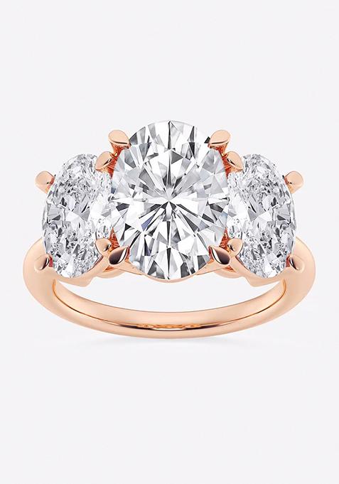 9 ctw Oval Lab Grown Diamond Three-Stone Ring