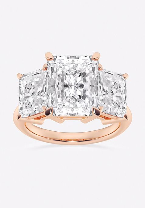 9 ctw Radiant Lab Grown Diamond Three-Stone Ring