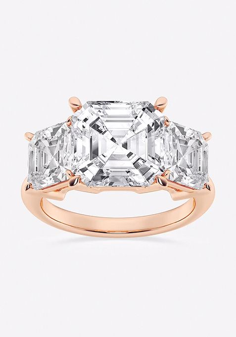 9 ctw Asscher Lab Grown Diamond Three-Stone Ring