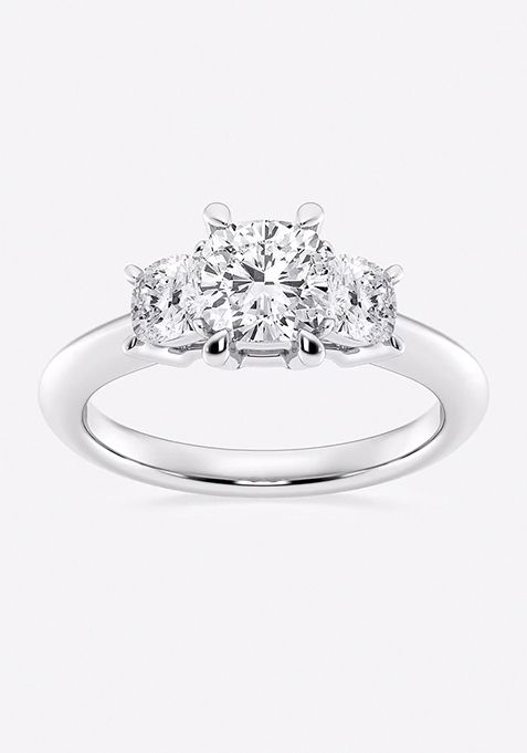 2 ctw Cushion Lab Grown Diamond Three-Stone Ring