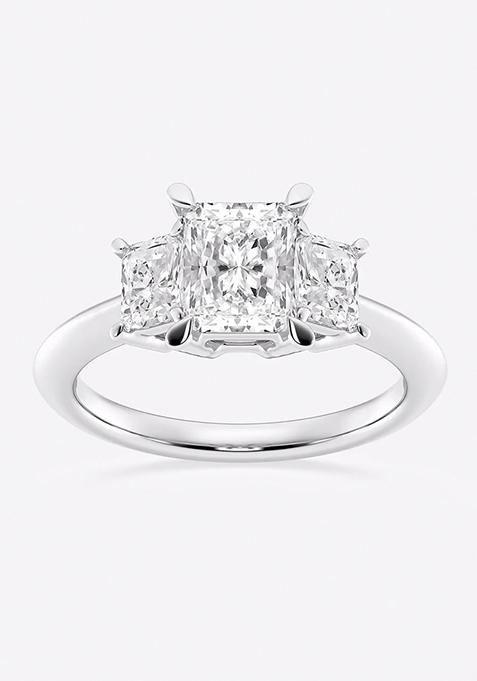 2 ctw Radiant Lab Grown Diamond Three-Stone Ring