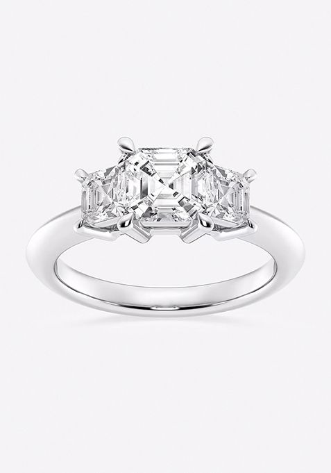 2 ctw Asscher Lab Grown Diamond Three-Stone Ring