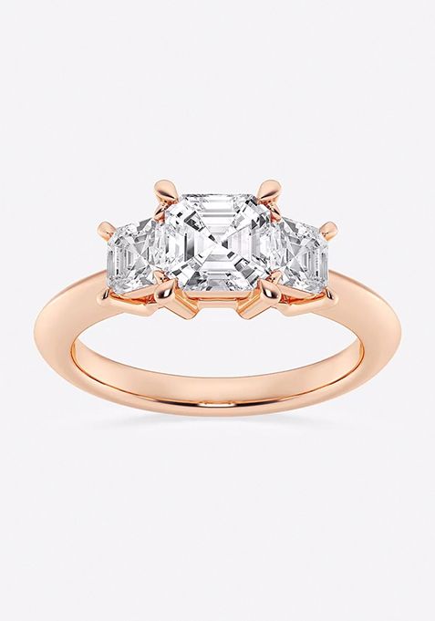 2 ctw Asscher Lab Grown Diamond Three-Stone Ring