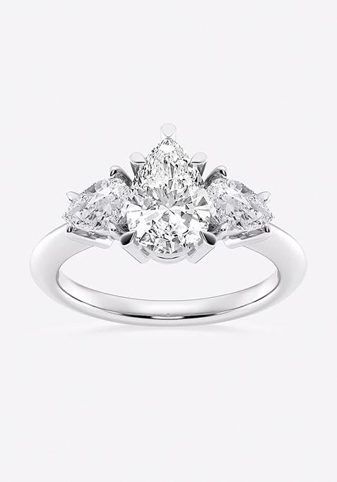 3ctw Pear Lab Grown Diamond Three-Stone Ring