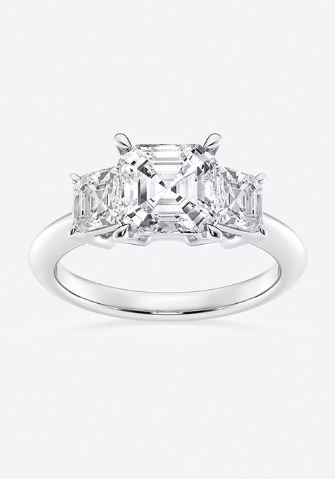 3 ctw Asscher Lab Grown Diamond Three-Stone Ring