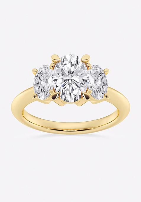 3 ctw Oval Lab Grown Diamond Three-Stone Ring