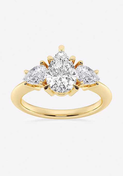 3ctw Pear Lab Grown Diamond Three-Stone Ring