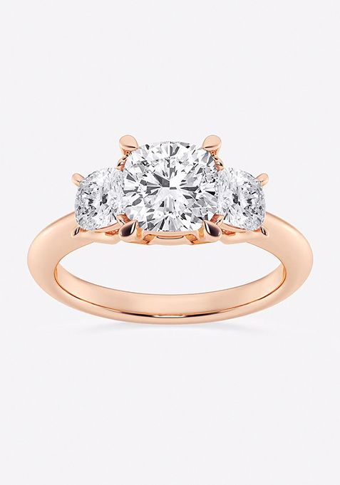 3 ctw Cushion Lab Grown Diamond Three-Stone Ring