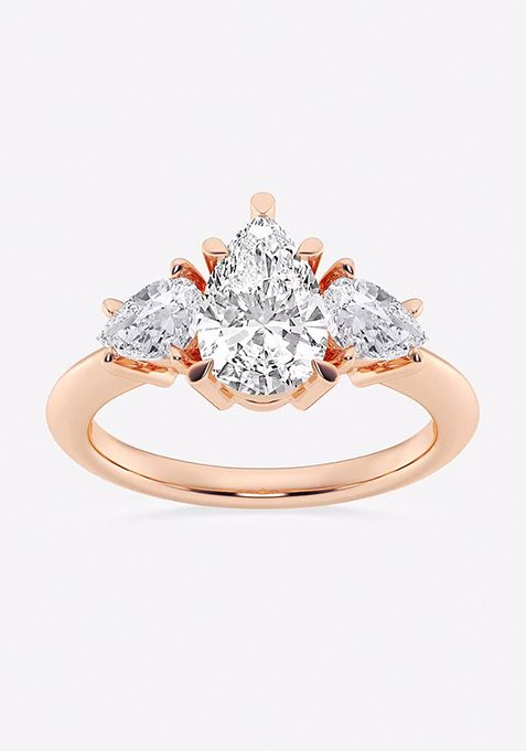 3ctw Pear Lab Grown Diamond Three-Stone Ring