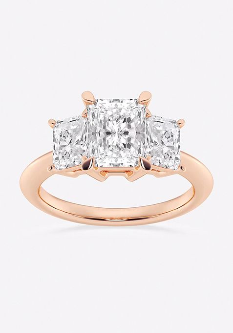 3 ctw Radiant Lab Grown Diamond Three-Stone Ring