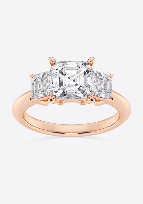 3 ctw Asscher Lab Grown Diamond Three-Stone Ring