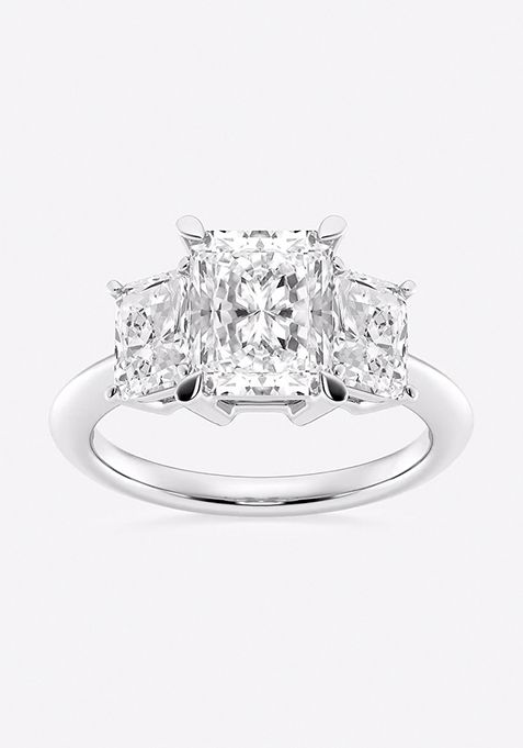 4 ctw Radiant Lab Grown Diamond Three-Stone Ring