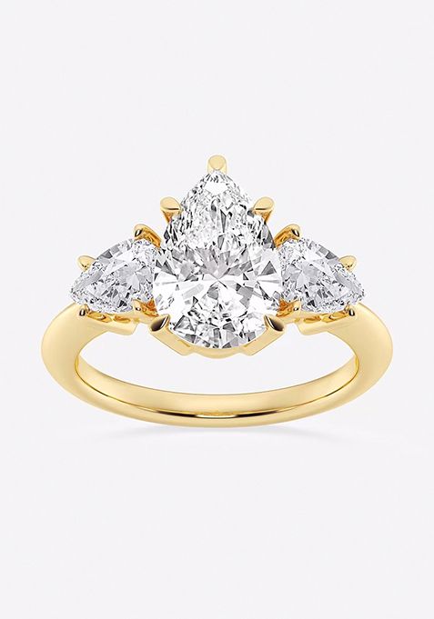 4ctw Pear Lab Grown Diamond Three-Stone Ring