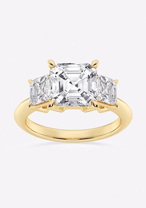 4 ctw Asscher Lab Grown Diamond Three-Stone Ring