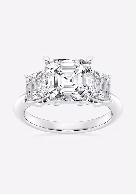 5 ctw Asscher Lab Grown Diamond Three-Stone Ring