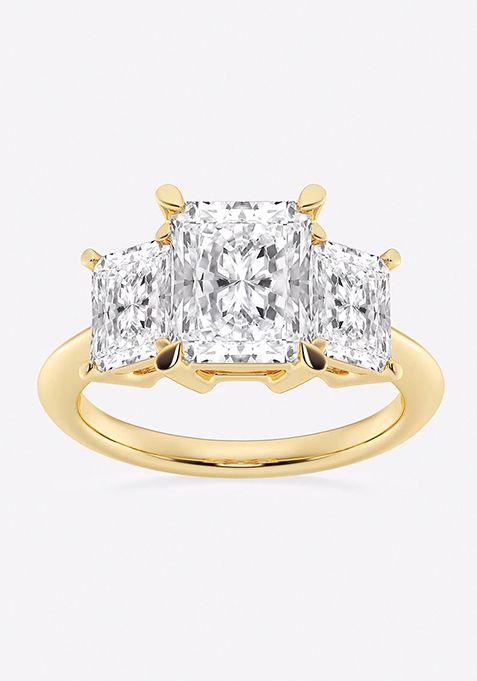 5 ctw Radiant Lab Grown Diamond Three-Stone Ring