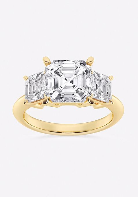 5 ctw Asscher Lab Grown Diamond Three-Stone Ring