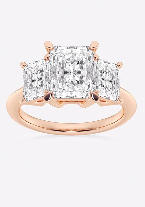 5 ctw Radiant Lab Grown Diamond Three-Stone Ring