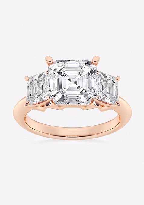 5 ctw Asscher Lab Grown Diamond Three-Stone Ring