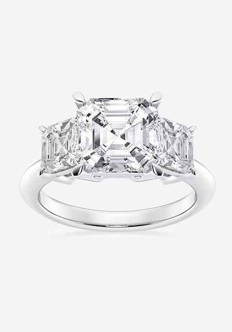 6 ctw Asscher Lab Grown Diamond Three-Stone Ring