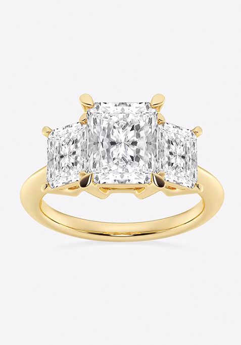 6 ctw Radiant Lab Grown Diamond Three-Stone Ring