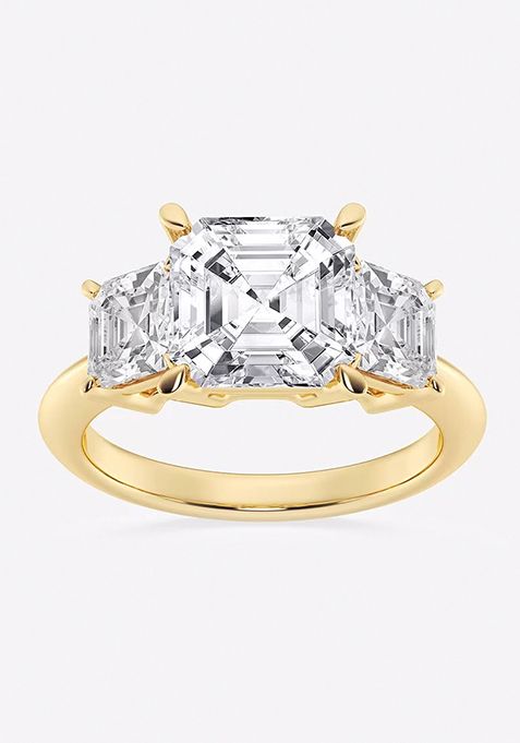 6 ctw Asscher Lab Grown Diamond Three-Stone Ring