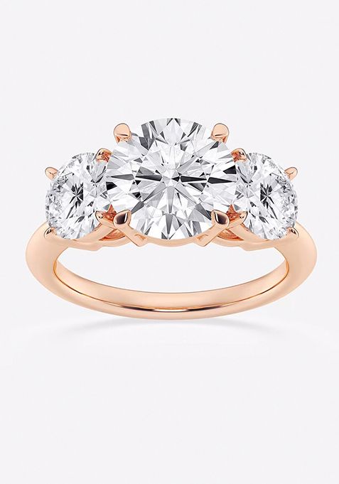 6 ctw Round Lab Grown Diamond Three-Stone Ring