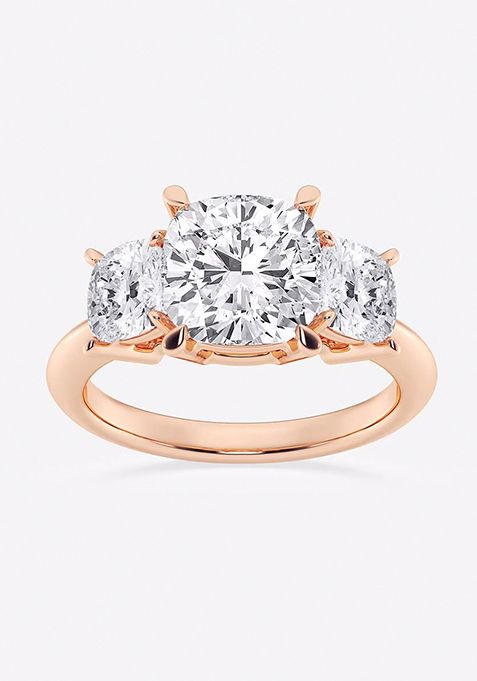 6 ctw Cushion Lab Grown Diamond Three-Stone Ring