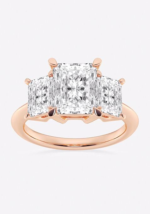 6 ctw Radiant Lab Grown Diamond Three-Stone Ring