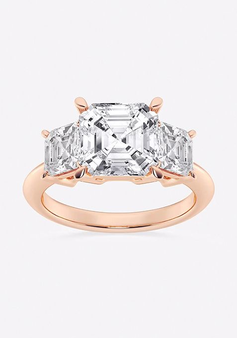 6 ctw Asscher Lab Grown Diamond Three-Stone Ring